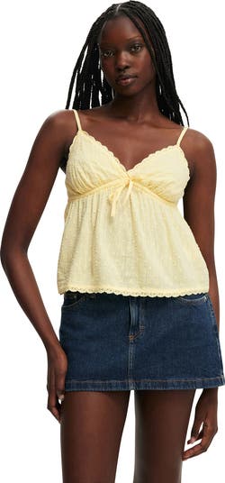 売れ筋商品|||コットンオン カットソー トップス レディース Women's Peached Jersey Lace Cami Coconut milk COTTON JERSEY LACE CAMI AND SHORT SET | PRIMROSE