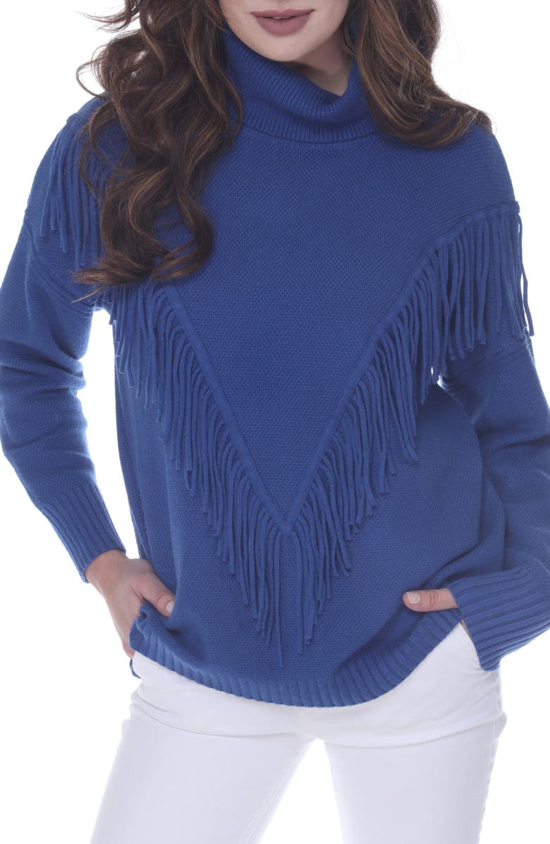 RAIN AND ROSE Fringe Trim Sweater, Main, color, 