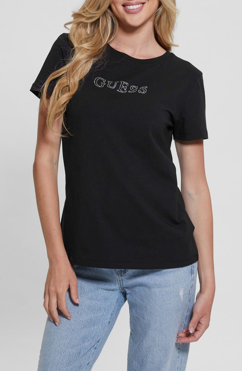 GUESS Briana Embellished Logo T-Shirt, Main, color, 