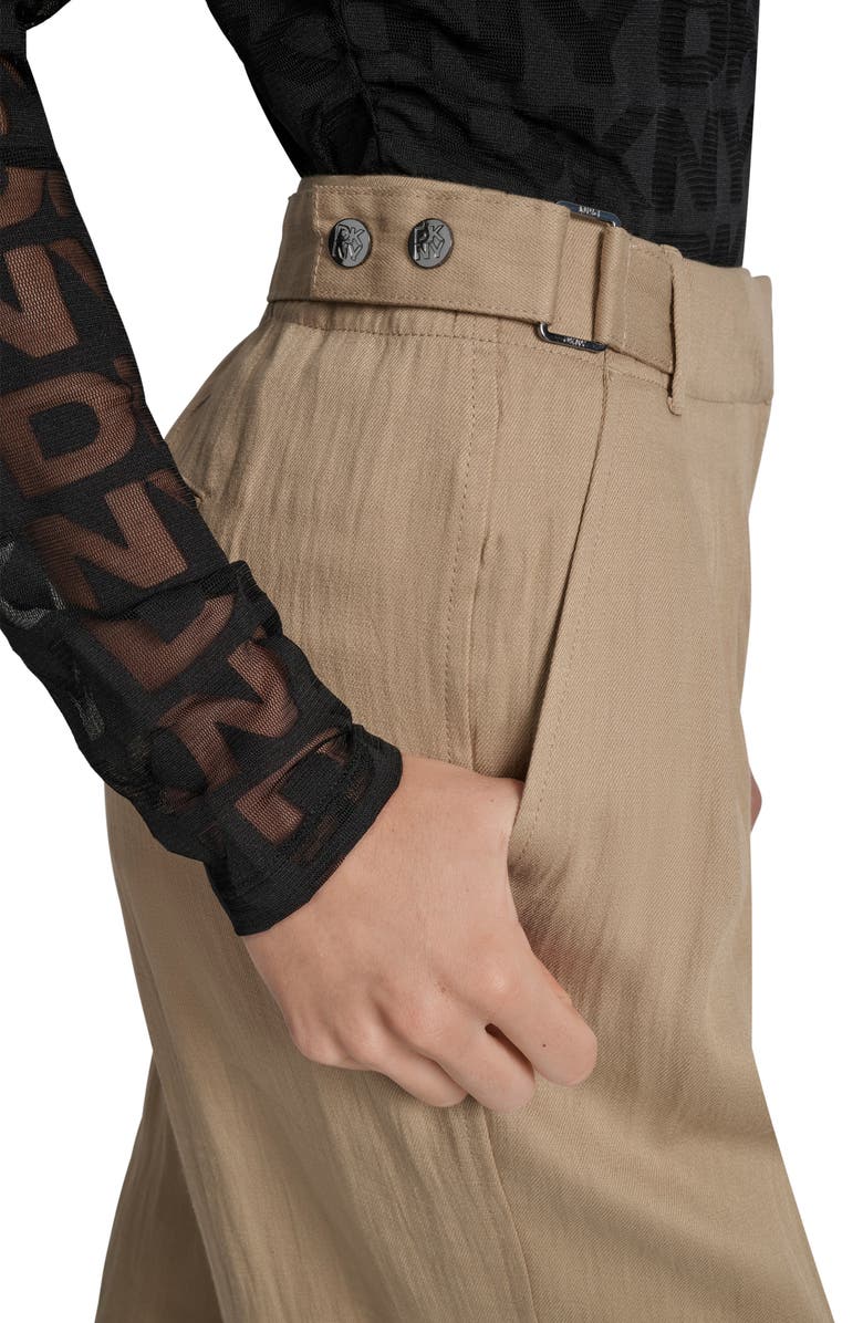 DKNY Weathered Twill Pleated Pants, Alternate, color, Travertine