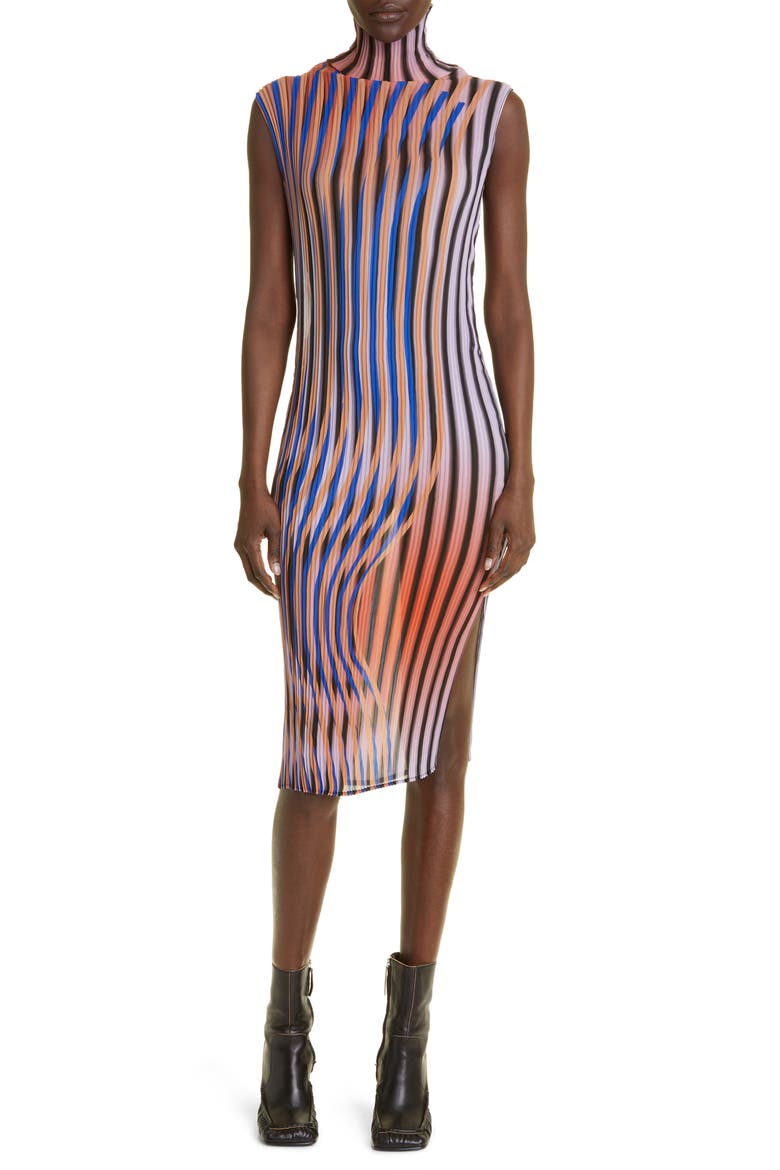 Olaf Sleeveless Chiffon Plissé Dress, Main, color, ELIO