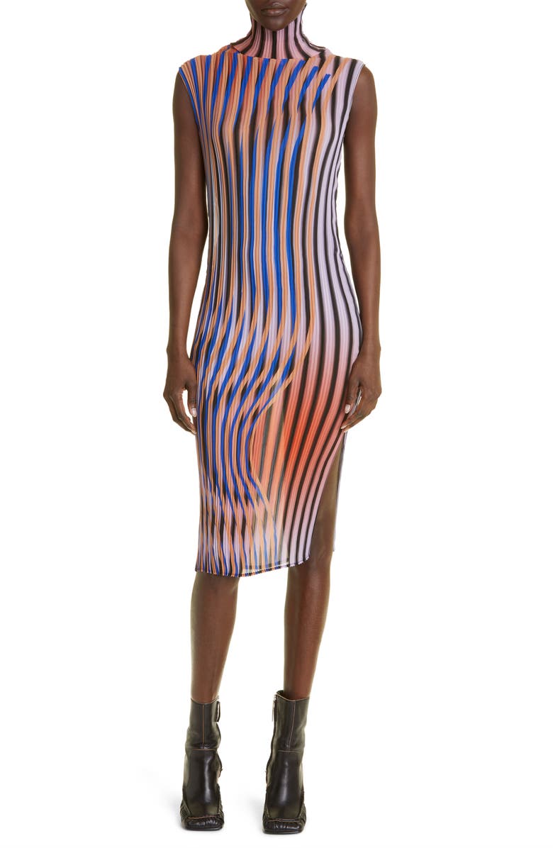 Julia Heuer Olaf Sleeveless Chiffon Plissé Dress, Main, color, 