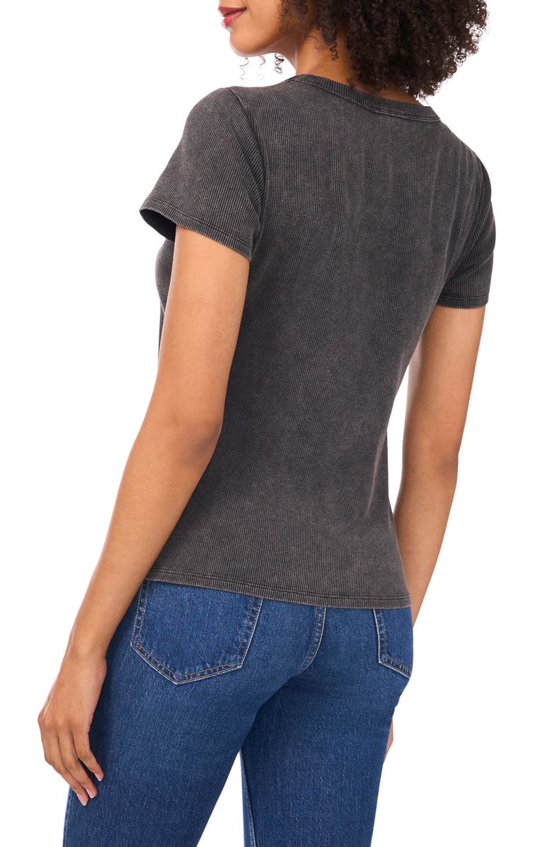 Halogen<sup>®</sup> Ribbed Washed T-Shirt, Alternate, color, Rich Black