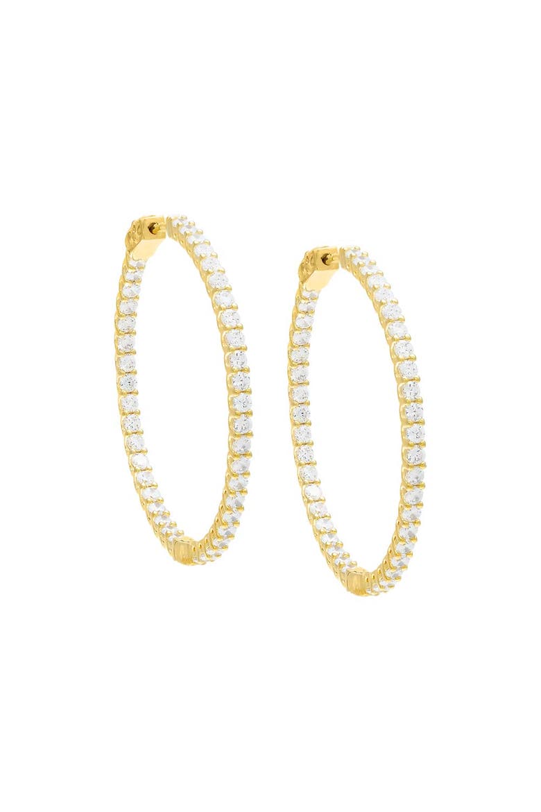CZ Thin Round Hoop Earring, Main, color, Gold