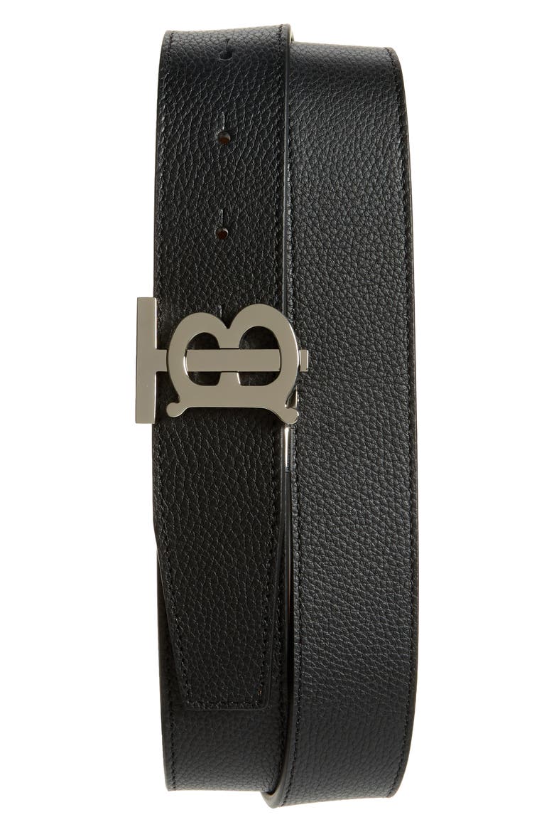 TB Reversible Leather Belt, Main, color, BLACK/ TAN/ SILVER