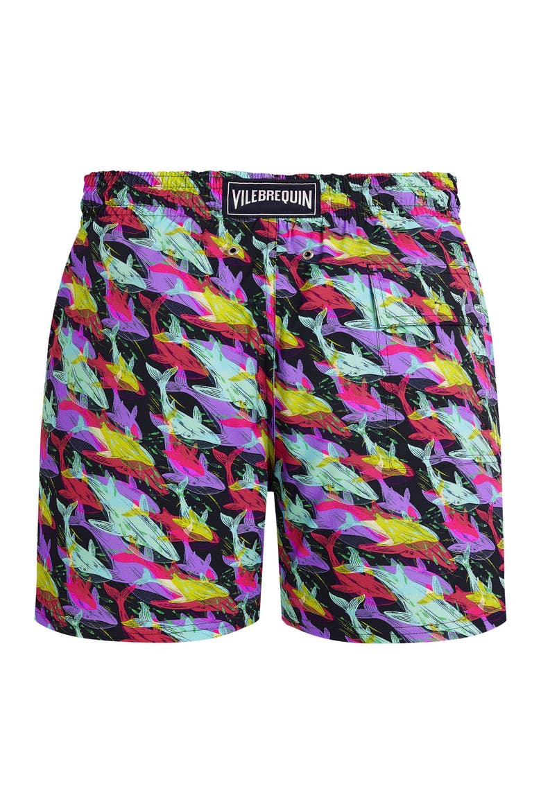Men Stretch Short Swim Shorts Whales Offset, Alternate, color, Navy