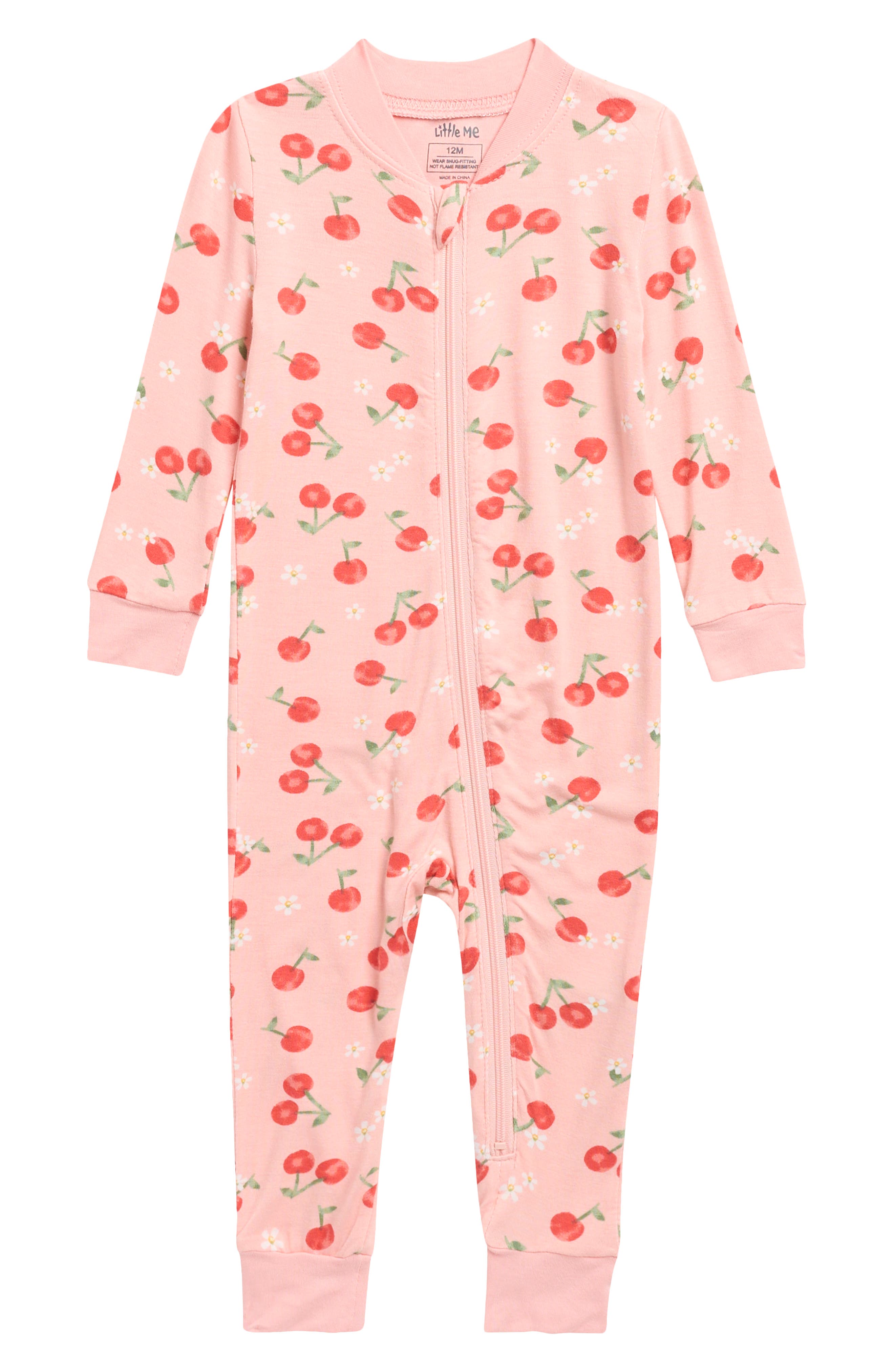 Little Me Cherry Zip One-Piece Zip Pajamas