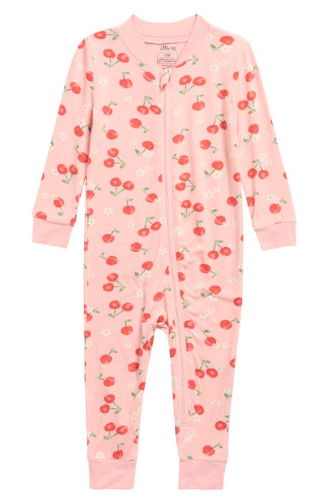 Cherry Zip One-Piece Zip Pajamas (Baby)