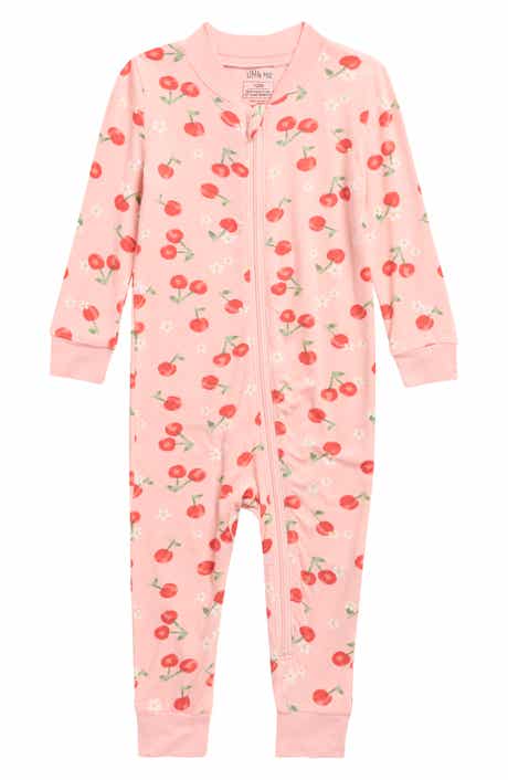 Little Me Cherry Zip One-Piece Zip Pajamas