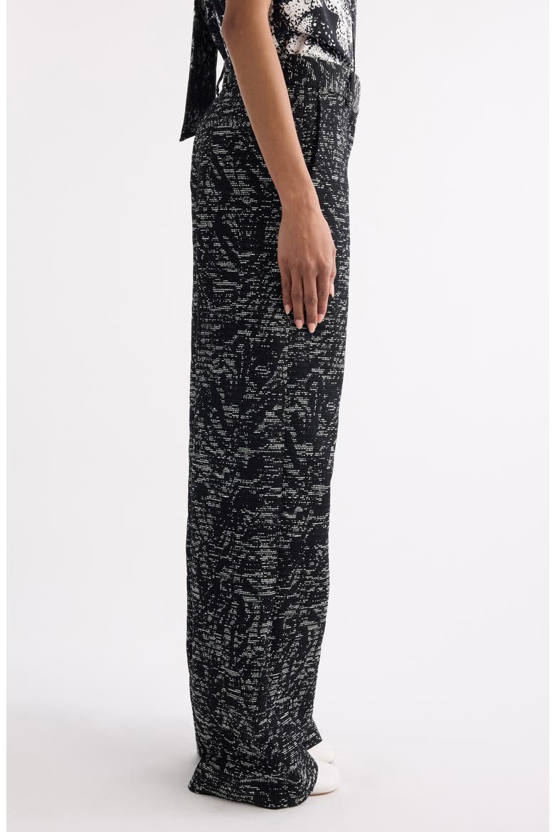 Paxy Abstract Swirl Jacquard Straight Leg Pants, Alternate, color, BLACK