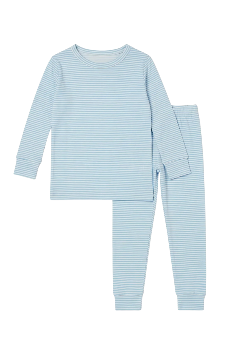 Long Sleeve and Pajama Set, Alternate, color, Seaside Stripe