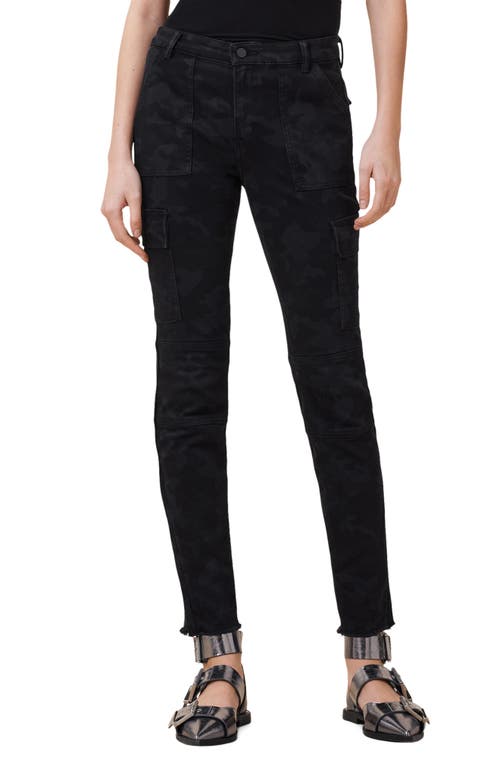 Shop Allsaints Duran Skinny Fit Cargo Jeans In Camo Black