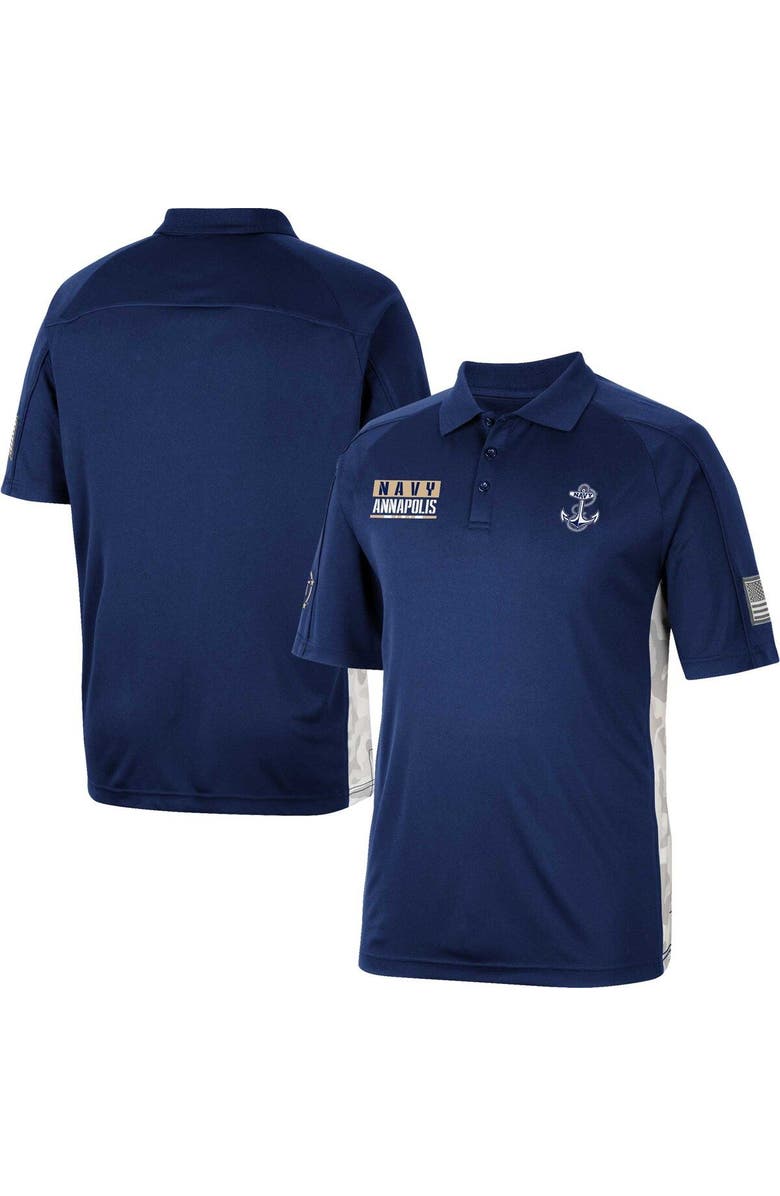 COLOSSEUM Men's Colosseum Navy Navy Midshipmen OHT Military Appreciation Snow Camo Polo, Alternate, color, 