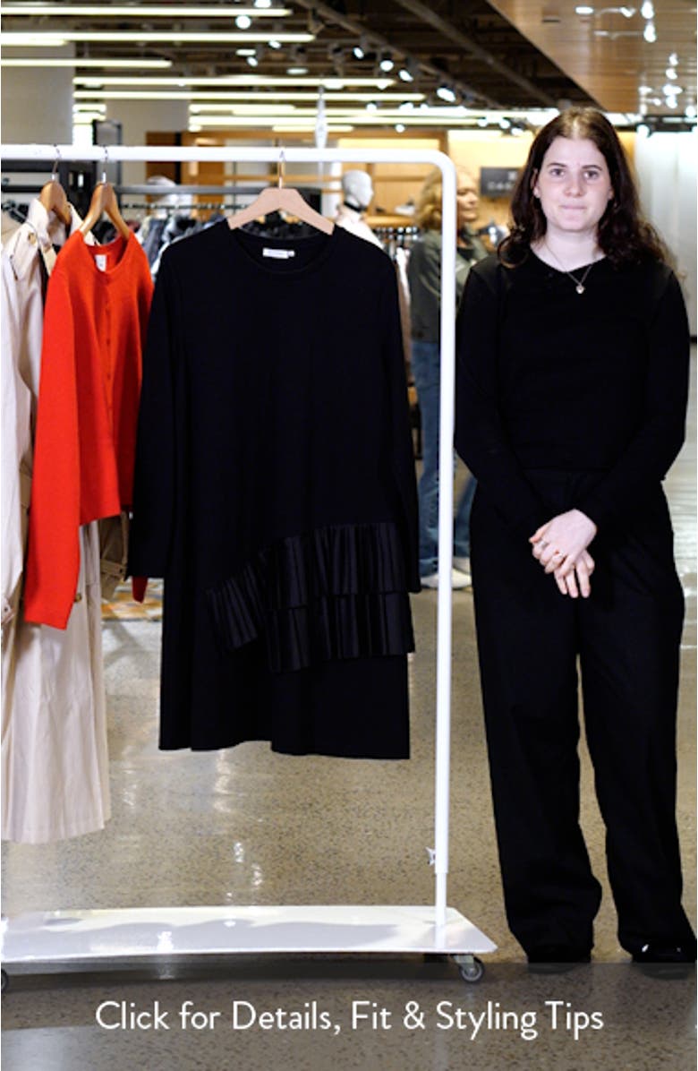 Novalene Satin Pleat Detail Long Sleeve Shift Dress, sales video thumbnail