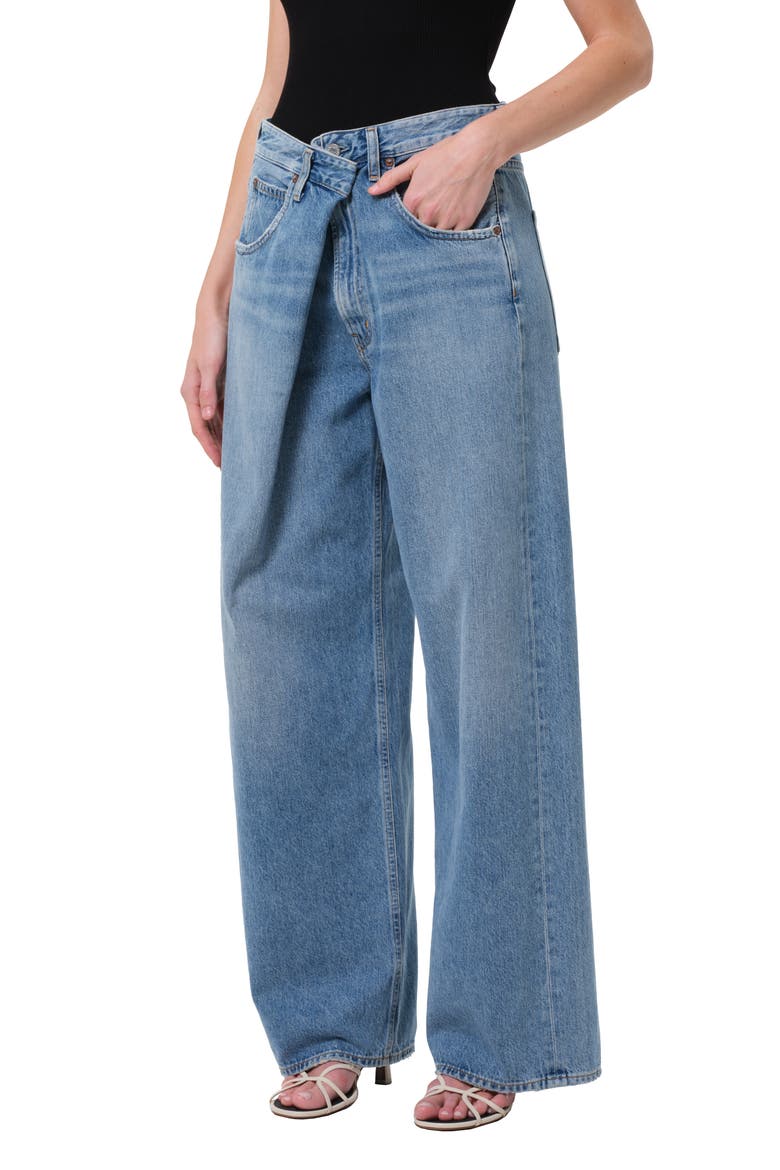 Vana Fold Waistband Wide Leg Jeans, Alternate, color, MANTRA