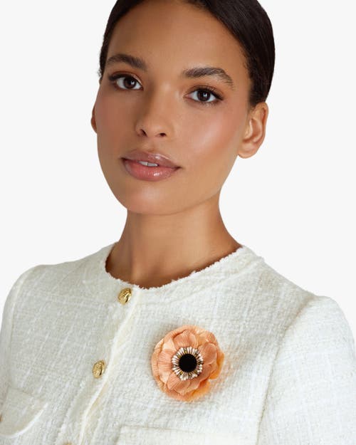 Helena Simon The Peach Anemone Floral Brooch In Orange