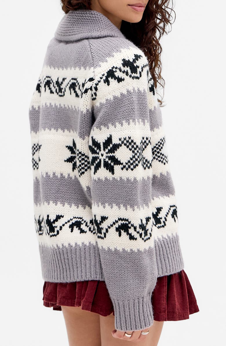 BDG Urban Outfitters Nordic Zip Cardigan, Alternate, color, Grey