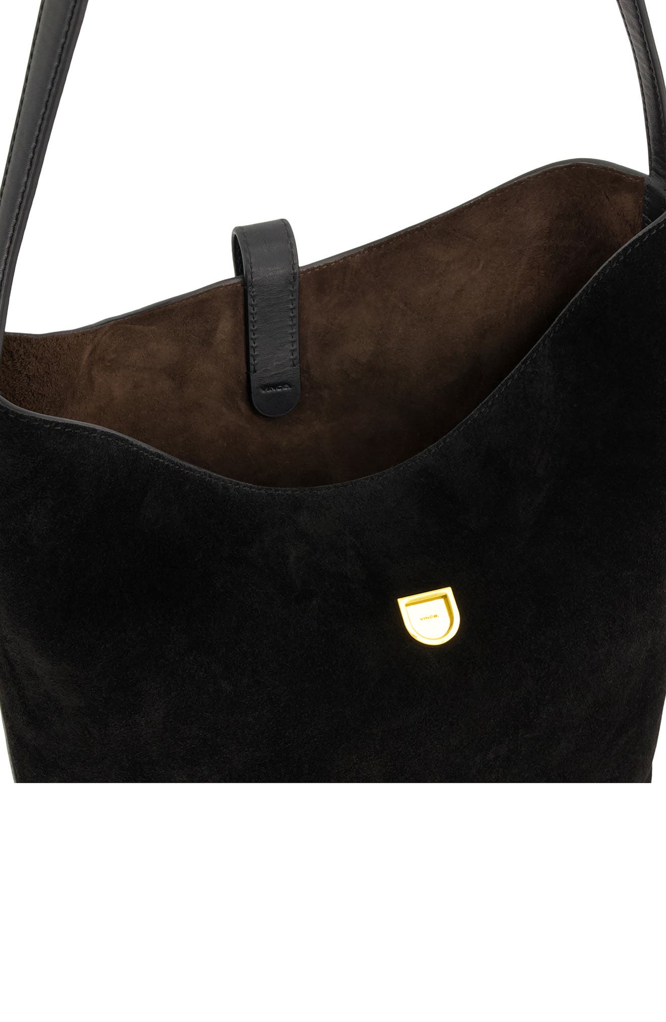 Medium Eris Suede Bucket Bag, Alternate, color, BLACK