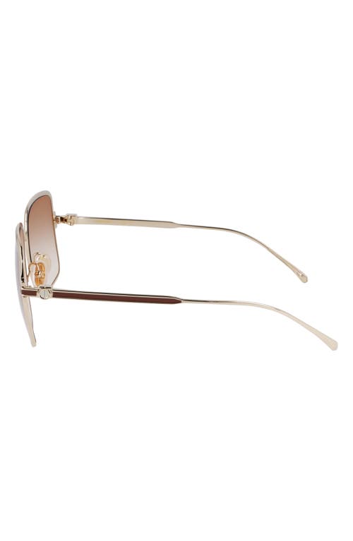 Ferragamo Gancini 57mm Modified Rectangular Sunglasses In Gold/brown Sand Gradient