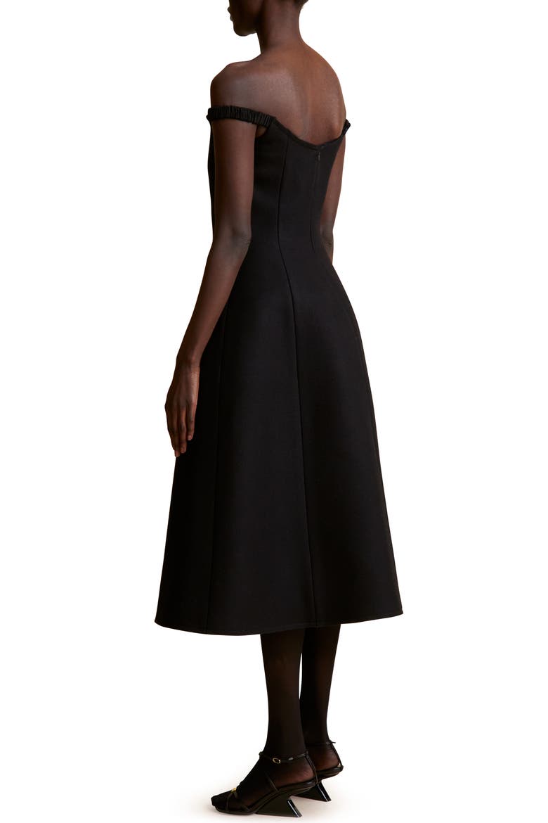 Uma Off the Shoulder Wool Blend Fit & Flare Midi Dress, Alternate, color, BLACK