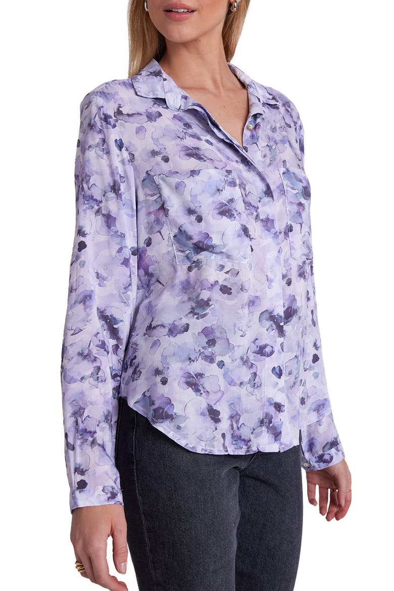 Floral Button-Up Shirt, Alternate, color, LILAC FLORET PRINT
