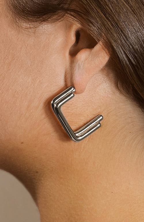 Sterling Forever Baguette Hoop Earrings In Metallic