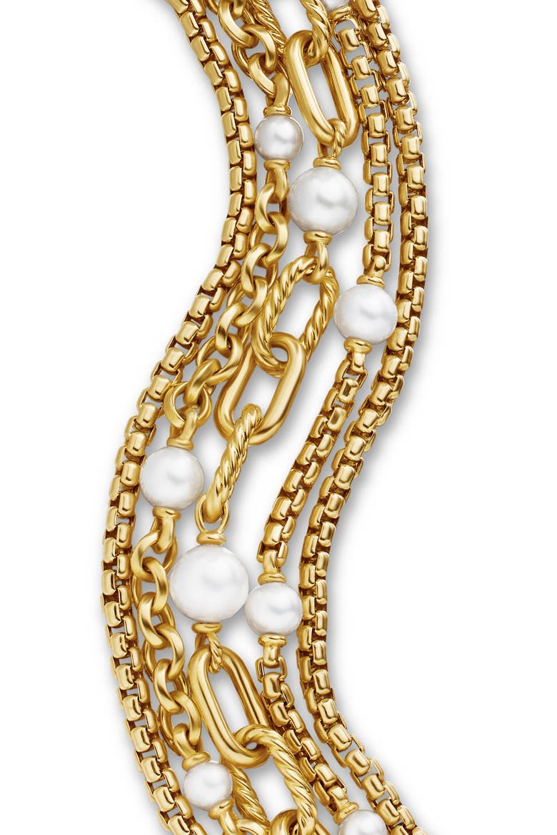 DY Madison® Pearl Multi Row Chain Bracelet in 18K Yellow Gold with Pearls, 25.7mm, Alternate, color, 18K YELLOW GOLD