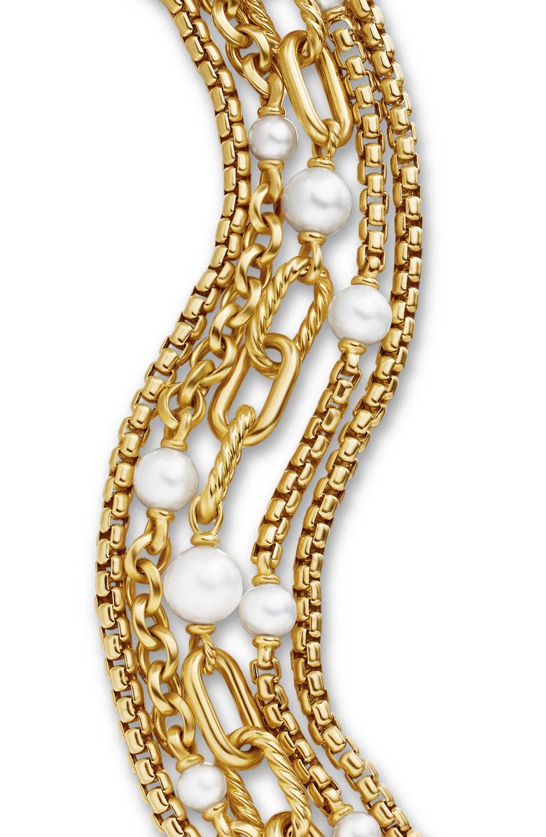 David Yurman DY Madison<sup>®</sup> Pearl Multi Row Chain Bracelet in 18K Yellow Gold with Pearls, 25.7mm, Alternate, color, 18K Yellow Gold
