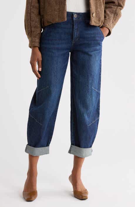 Roll Cuff Barrel Leg Jeans