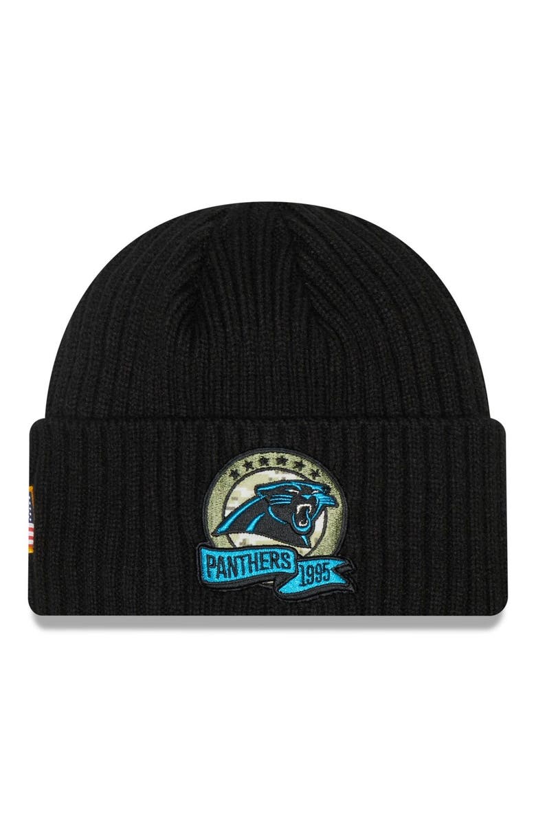 New Era Youth New Era Black Carolina Panthers 2022 Salute To Service Knit Hat, Main, color, 