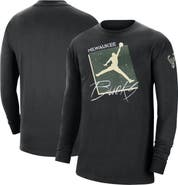 Jordan Brand Men's Jordan Brand Black Milwaukee Bucks Courtside Max 90 Vintage Wash Statement Edition Long Sleeve T-Shirt