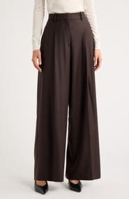 Theory Wide Leg Pleated Virgin Wool Trousers