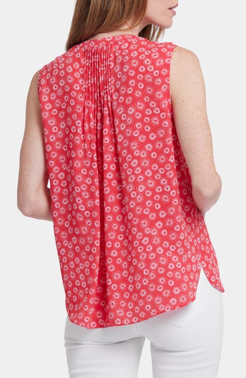 Nydj Print Pleat Back Sleeveless Split Neck Blouse In Teresita