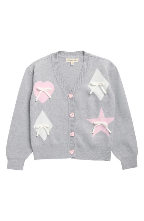 Kids' 3D Bow Jacquard Cardigan