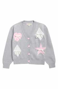 Kids' 3D Bow Jacquard Cardigan