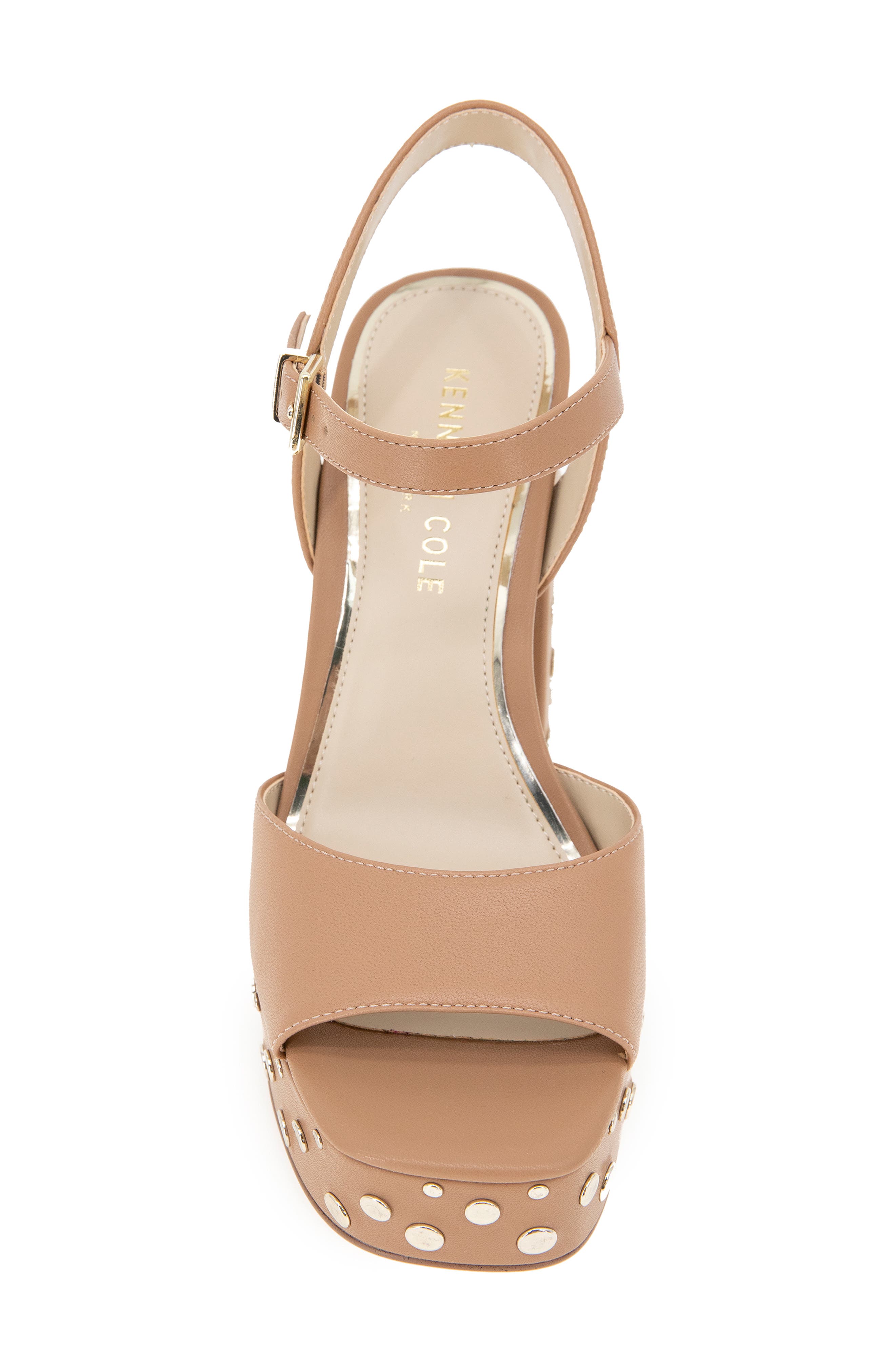 Kenneth Cole New York Dolly Stud Ankle Strap Platform Sandal, Alternate, color, Classic Tan Leather