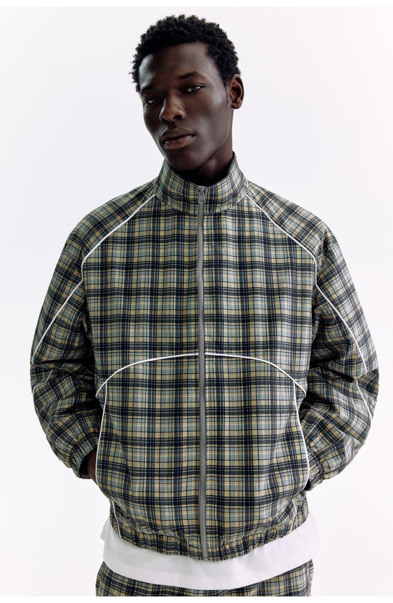 H&M Nylon Track Jacket, Alternate, color, Beige/Plaid