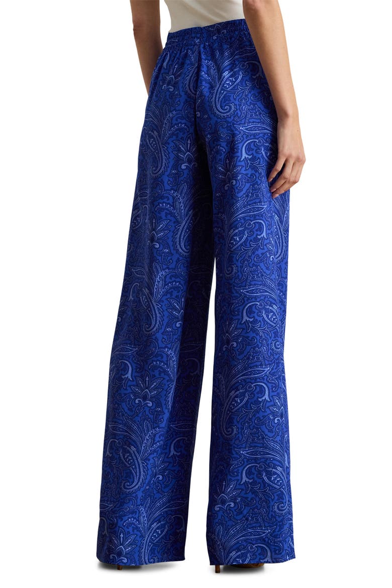 Floral Print Wide Leg Pants, Alternate, color, BLUE/ MULTI
