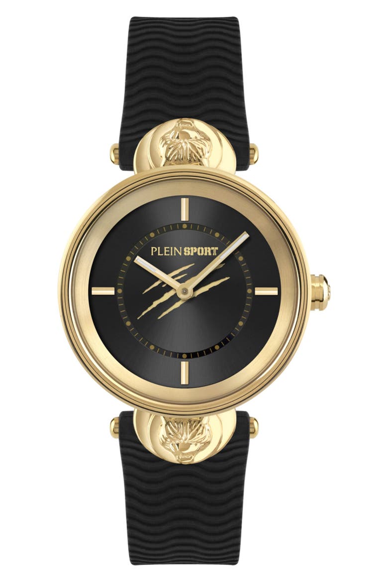 Supernova Three Hand Quartz Silicone Strap Watch, 34mm, Main, color, GOLD