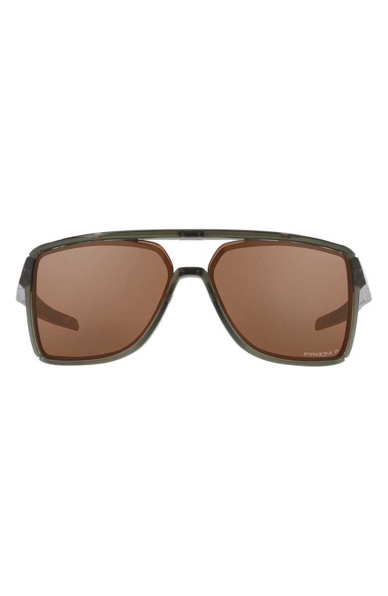 Oakley Castel 63mm Prizm<sup>™</sup> Polarized Oversize Rectangular Sunglasses, Main, color, Olive