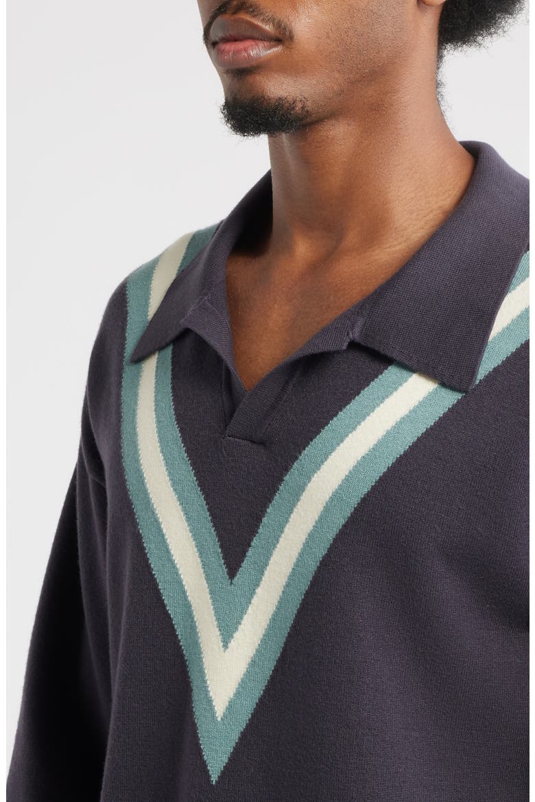 Stripe Polo Sweater, Alternate, color, GREY