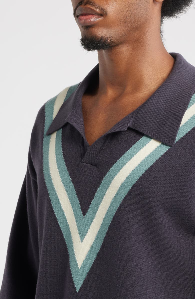 MAVRANS Stripe Polo Sweater, Alternate, color, Grey