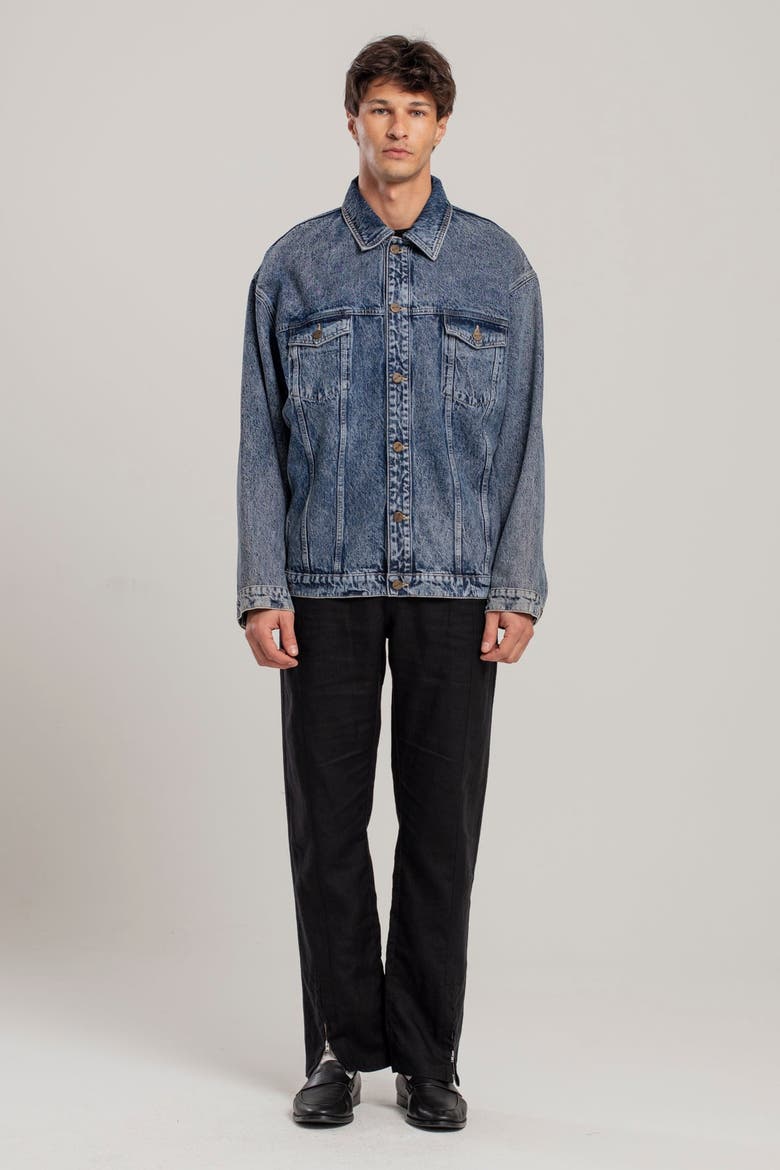 Pure Cotton Free Heaven Denim Jacket With Washed Effect, Alternate, color, blue