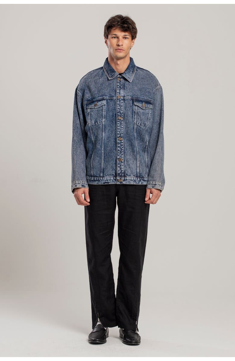 PCFG Pure Cotton Free Heaven Denim Jacket With Washed Effect, Alternate, color, Blue