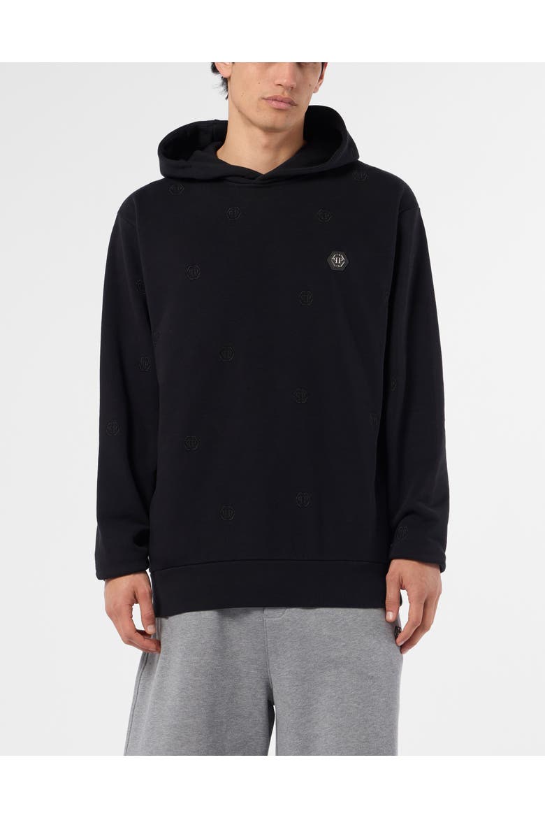Tracksuit Joggers Monogram Embroidery Men, Main, color, black
