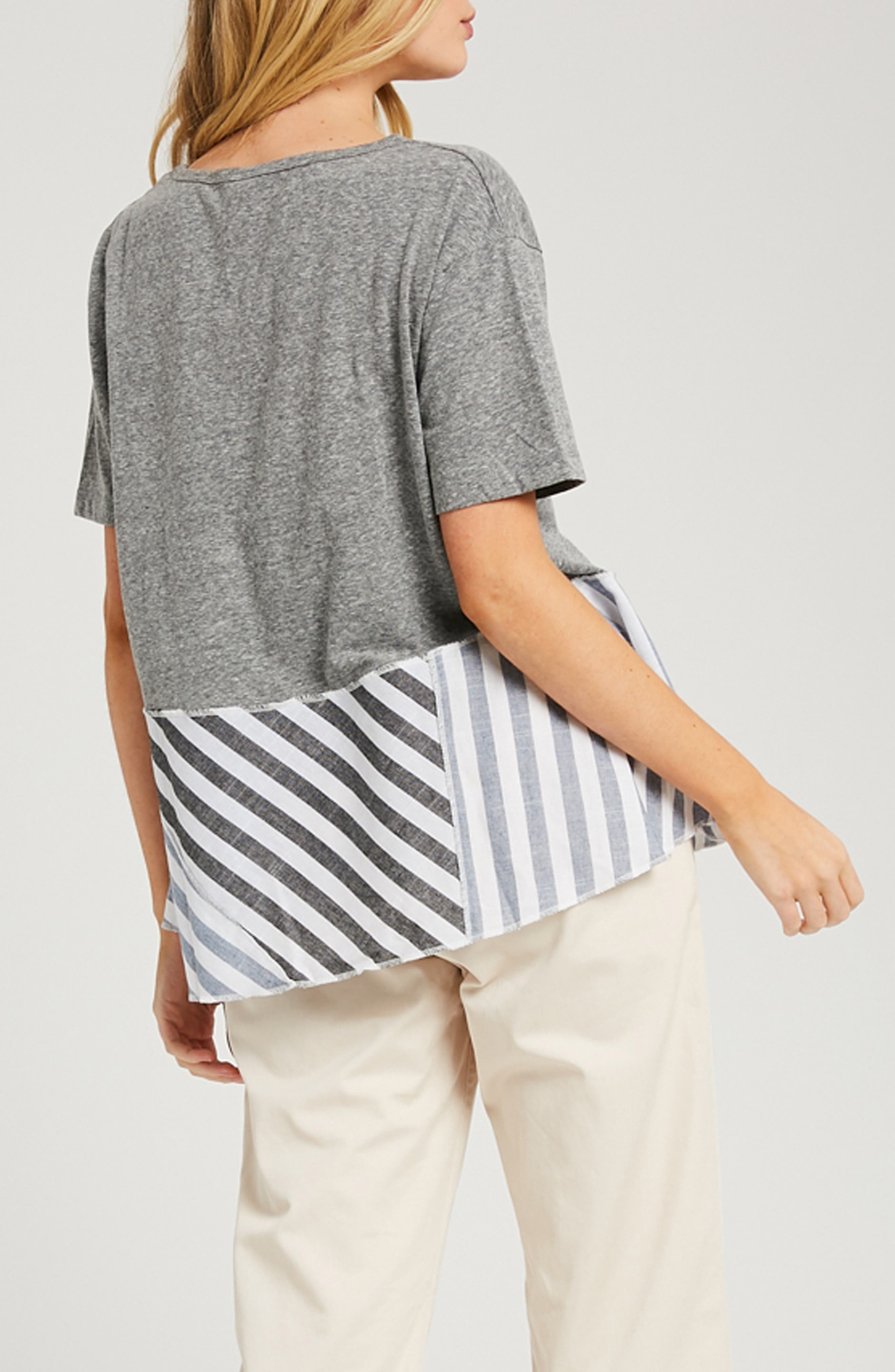 Striped Peplum Hem T-Shirt - image 2