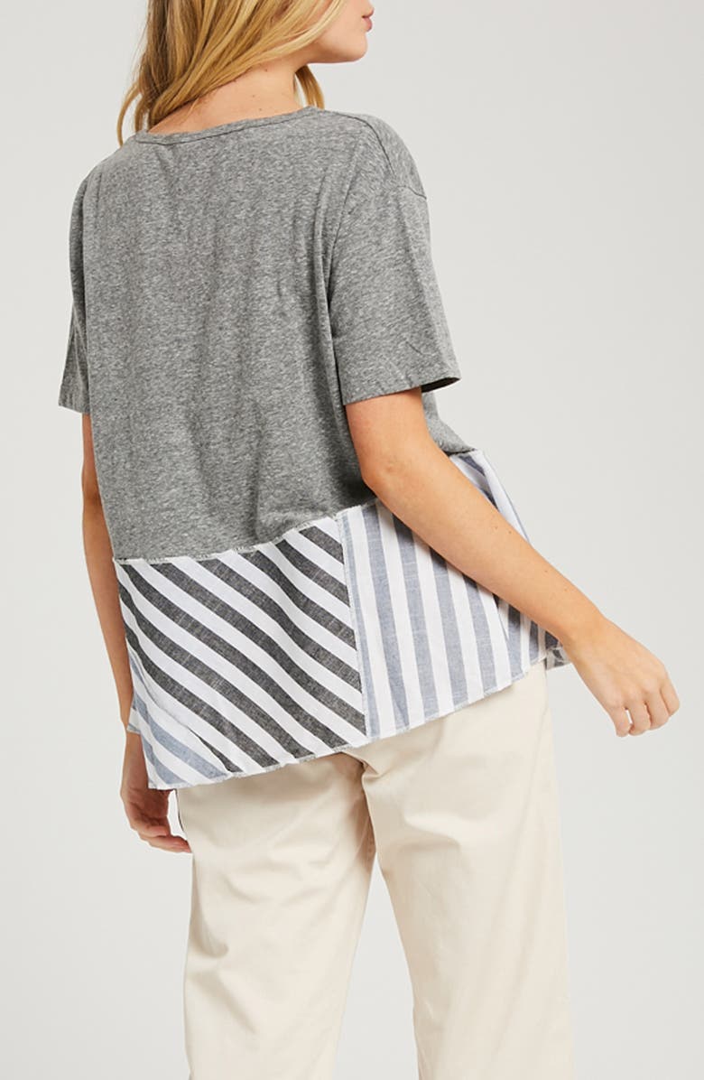 WISHLIST Striped Peplum Hem T-Shirt, Alternate, color, Charcoal