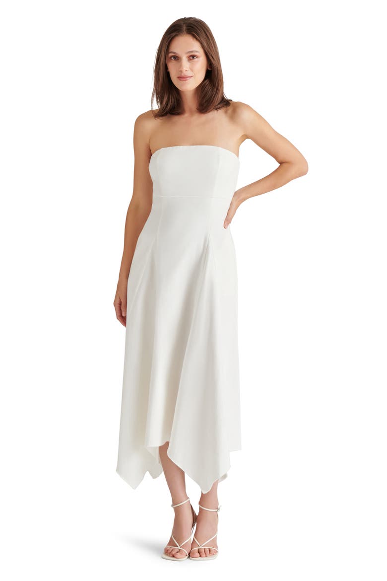 Harvey Strapless Midi Dress, Alternate, color, WHITE