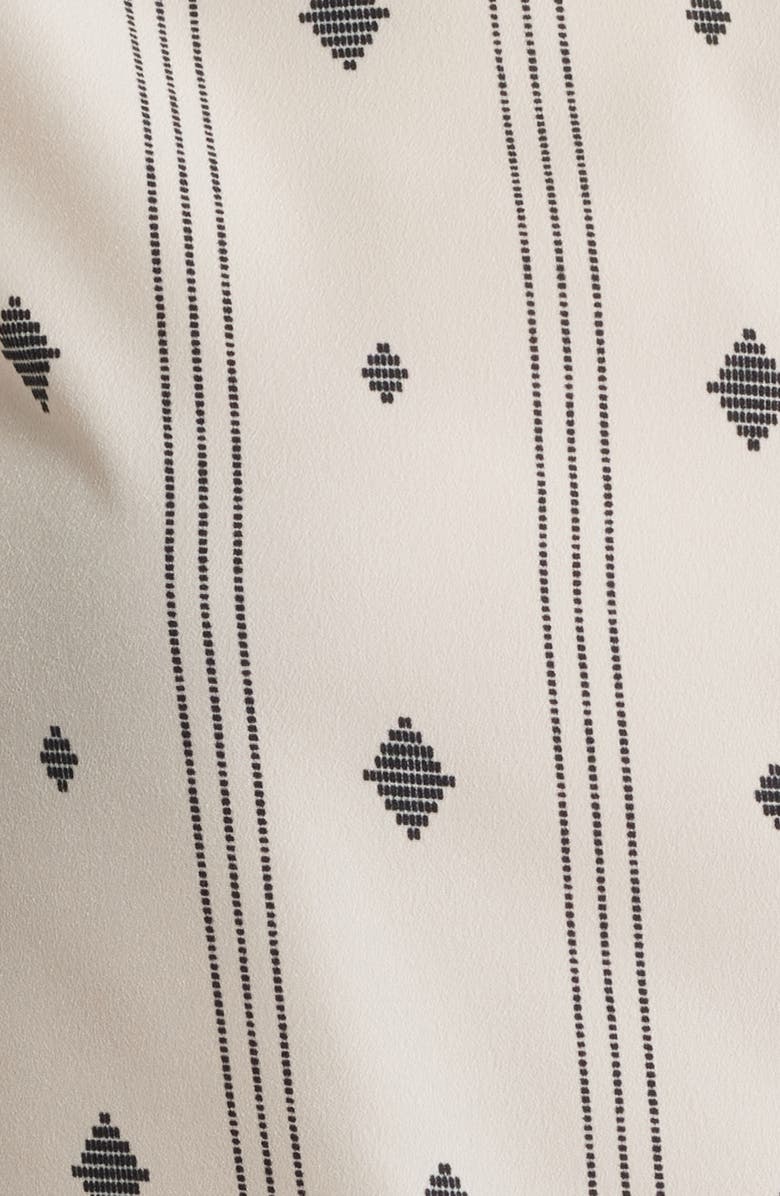 Anne Klein Diamond Pattern Short Sleeve Button-Up Shirt, Alternate, color, White Dove/ Anne Black