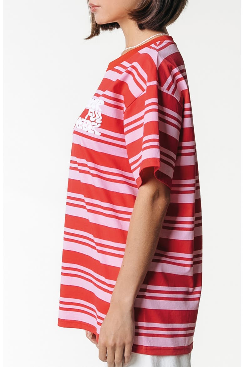 Puff Logo Stripe Loosefit Tee, Alternate, color, Fresh pink